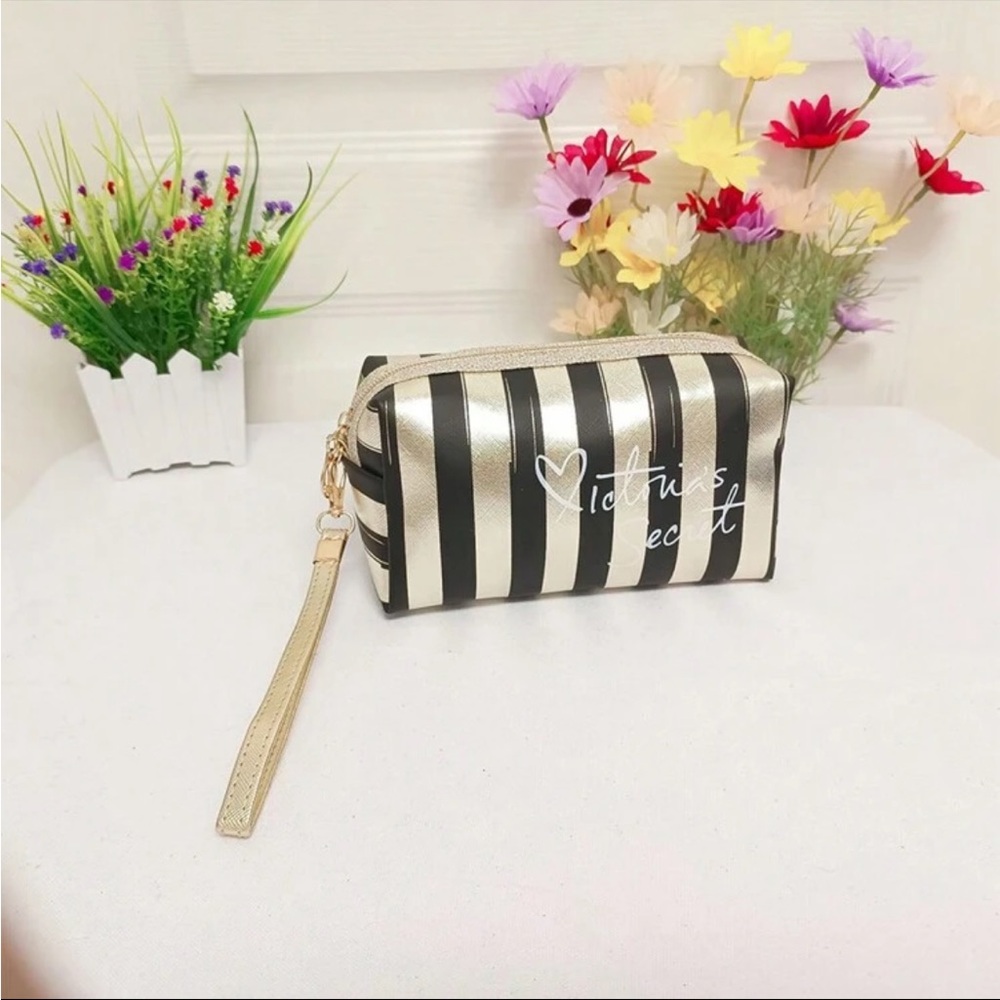 1Pc Streak Striped Makeup Bag Mini Cosmetic Organizer Pouch Lipstick